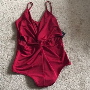 Cut-Out Twist Front Thong Bodysuit